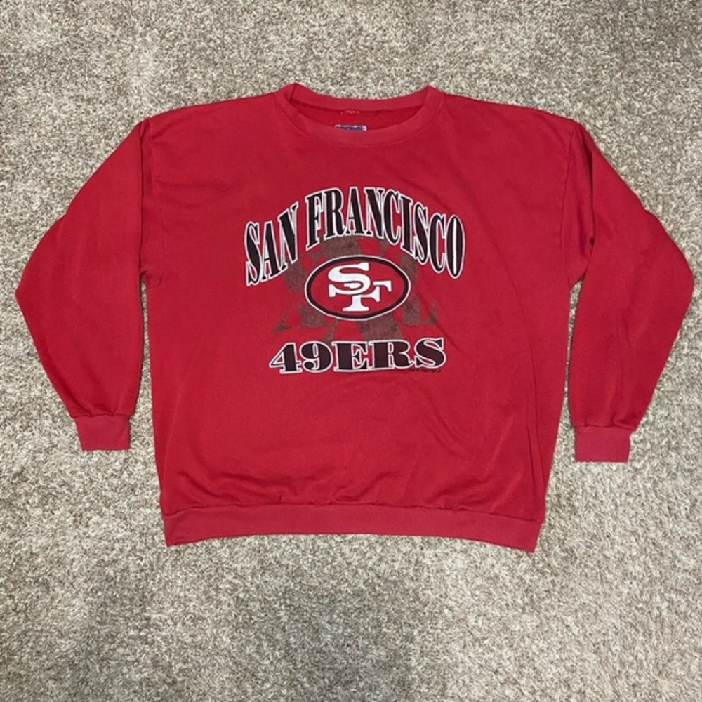 Vintage 1994 Hanes San Francisco‎ 49ers NFL Red Crewneck Sweater Men's Size XL